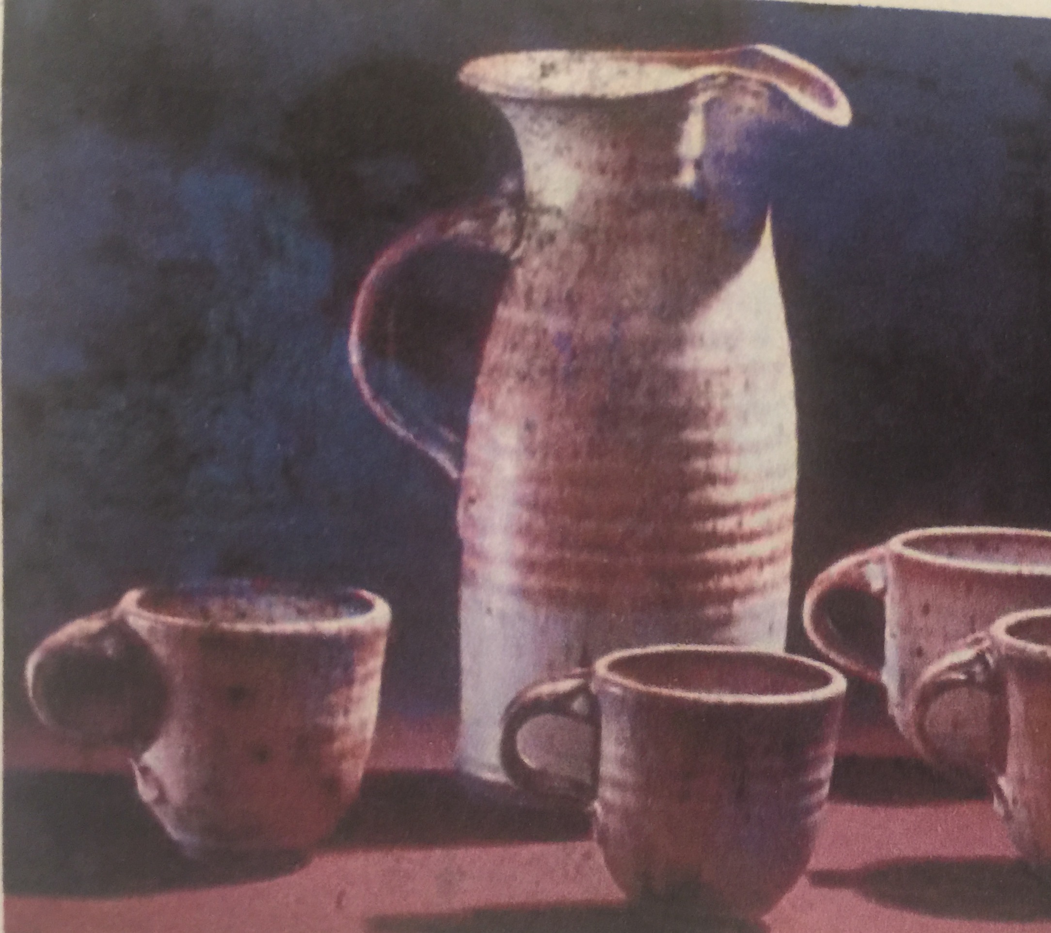 Stoneware pitcher and mugs