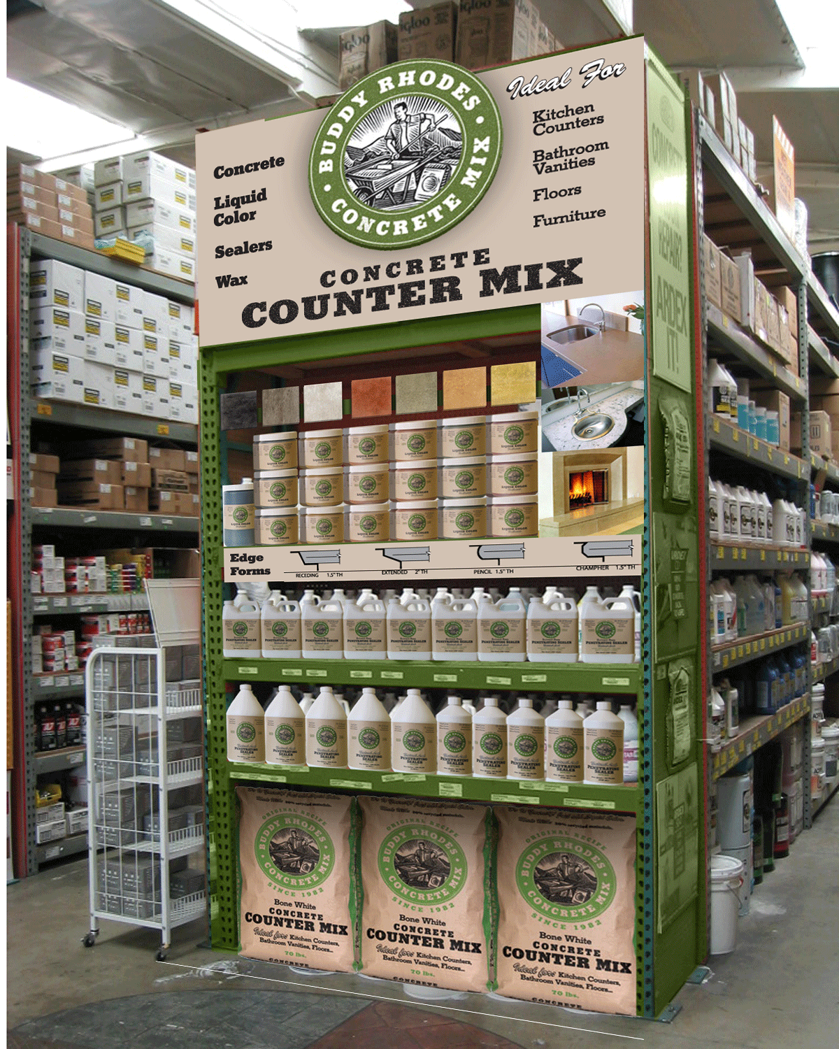 Buddy Rhodes Concrete Counter Mix retail display