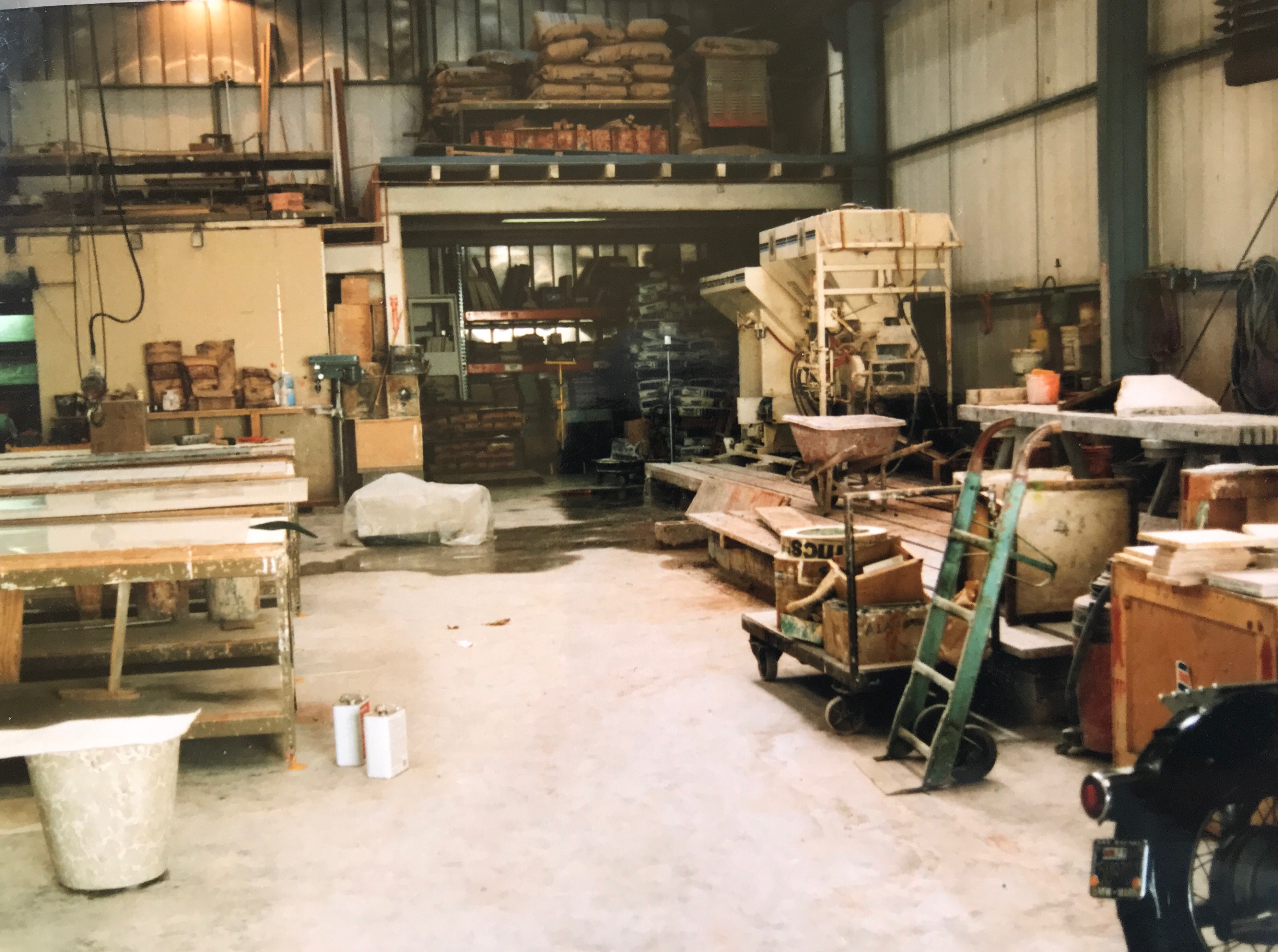Inside the concrete studio workshop