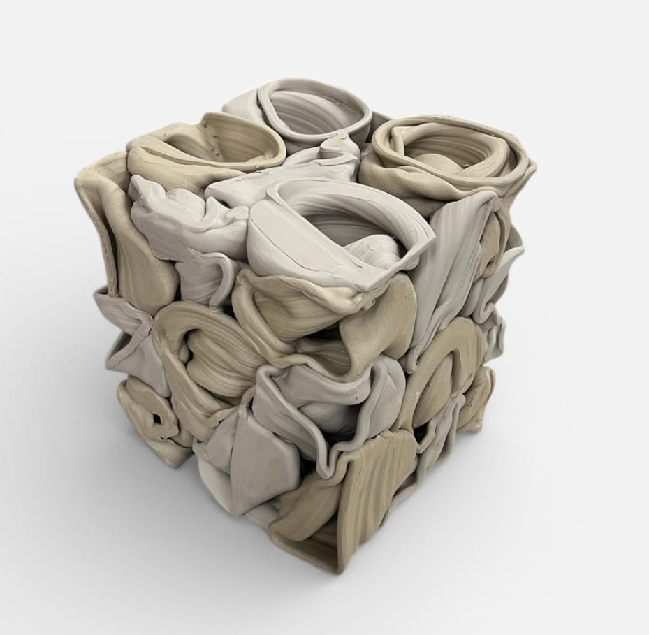 Ceramic cube sculpture