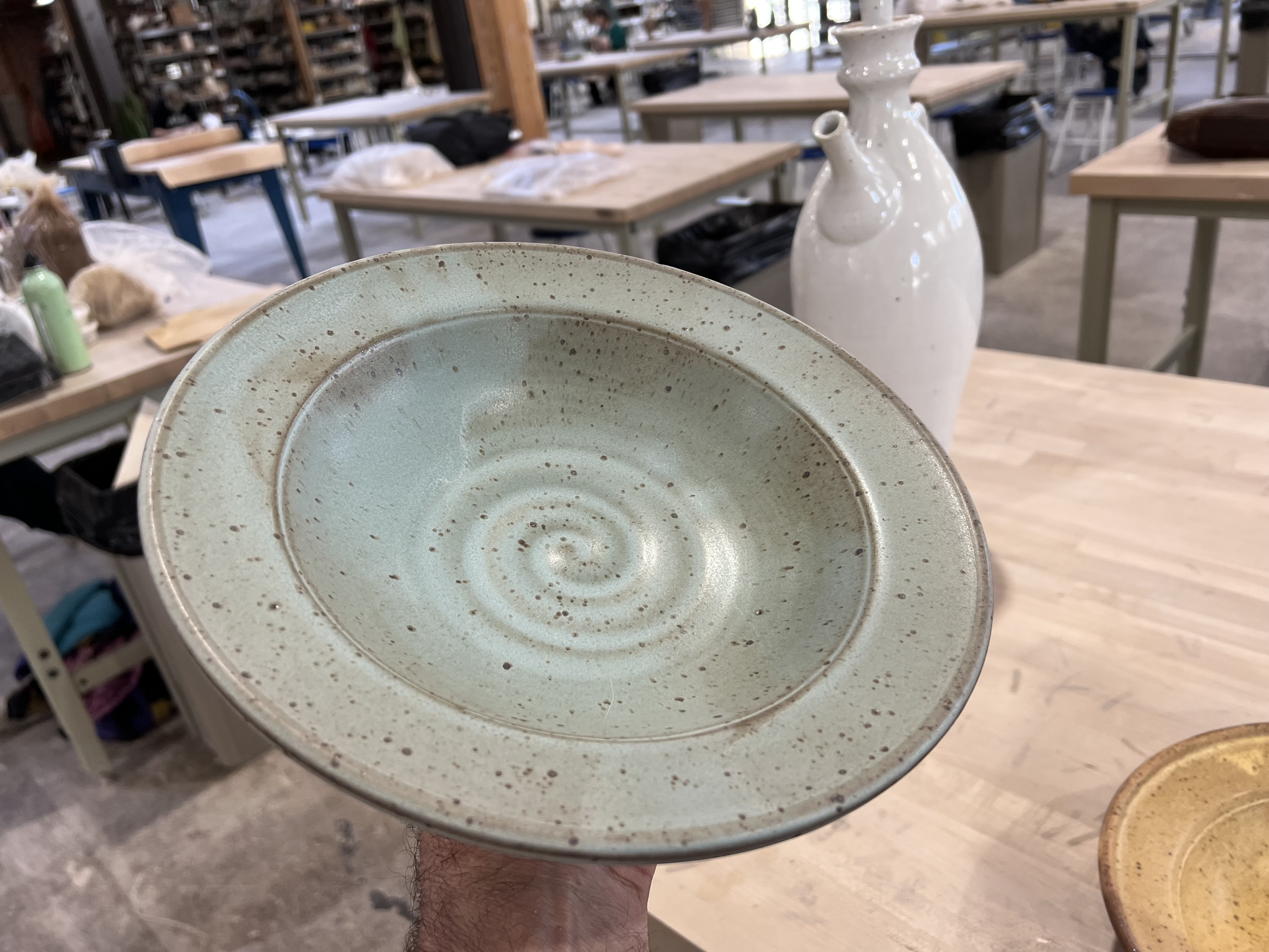 Sage and cobalt blue large vases